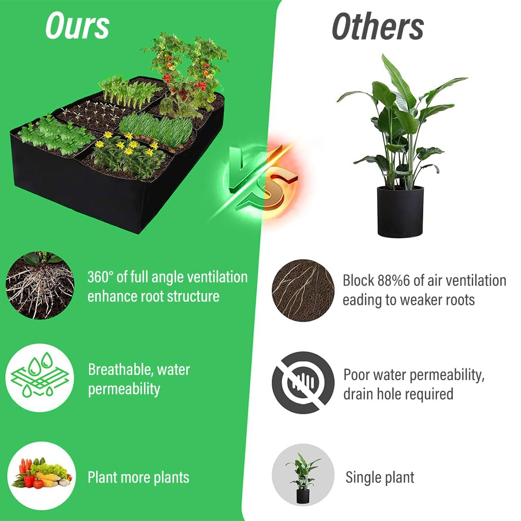 HASTHIP 8 Grids Seeding Tray for for Growing Vegetables Potatoes Flowers, Reusable Breathable Fabric Germination Plant Tray, Planter Raised Bed HASTHIP 8 Grids Seeding Tray for for Growing Vegetables Potatoes Flowers, Reusable Breathable Fabric Germination Plant Tray, Planter Raised Bed